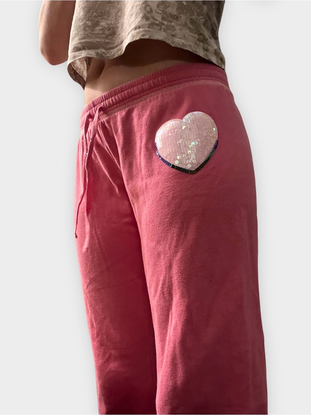 PINK Y2K Sequin Logo Sweatpants Hot Pink Size M - Picture 2 of 6